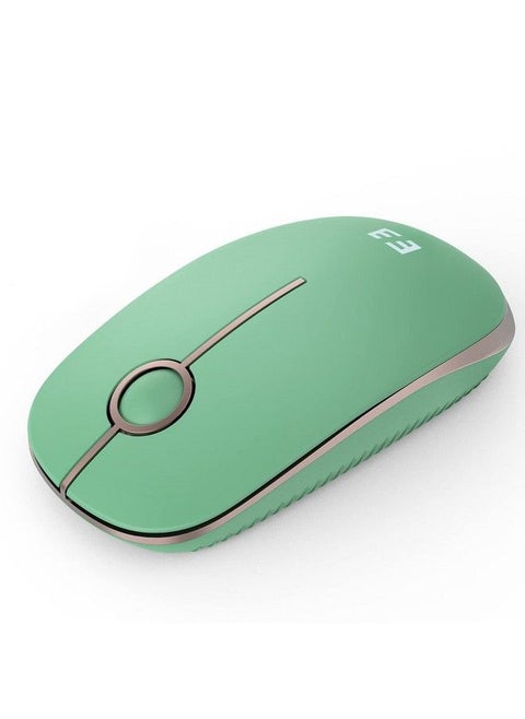 Silent Wireless Mouse Cute Soft 2.4G Cordless Whisper Quiet Mice Slim & Light For Home Office Travel Portable Laptop Mouse With Usb Receiver For Pc Computer Desktop Notebook Green