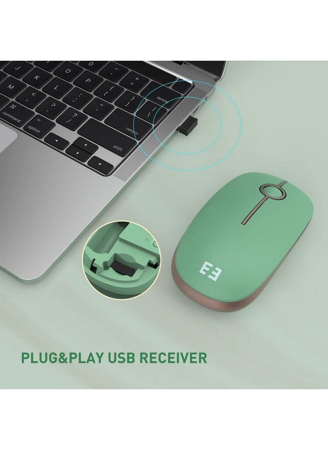 Seenda - Silent Wireless Mouse Cute Soft 2.4G Cordless Whisper Quiet Mice Slim & Light For Home Office Travel Portable Laptop Mouse With Usb Receiver For Pc Computer Desktop Notebook Green - Image 1