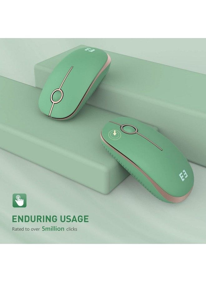 Seenda - Silent Wireless Mouse Cute Soft 2.4G Cordless Whisper Quiet Mice Slim & Light For Home Office Travel Portable Laptop Mouse With Usb Receiver For Pc Computer Desktop Notebook Green - Image 1
