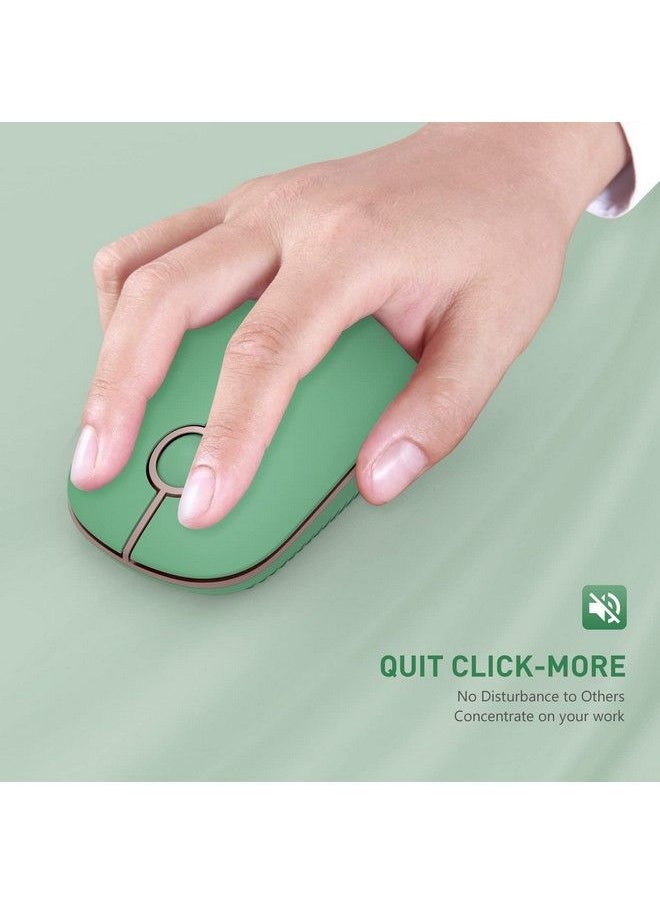 Seenda - Silent Wireless Mouse Cute Soft 2.4G Cordless Whisper Quiet Mice Slim & Light For Home Office Travel Portable Laptop Mouse With Usb Receiver For Pc Computer Desktop Notebook Green - Image 1