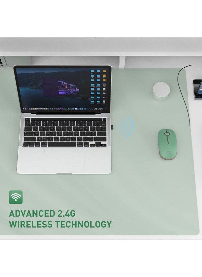 Seenda - Silent Wireless Mouse Cute Soft 2.4G Cordless Whisper Quiet Mice Slim & Light For Home Office Travel Portable Laptop Mouse With Usb Receiver For Pc Computer Desktop Notebook Green - Image 1