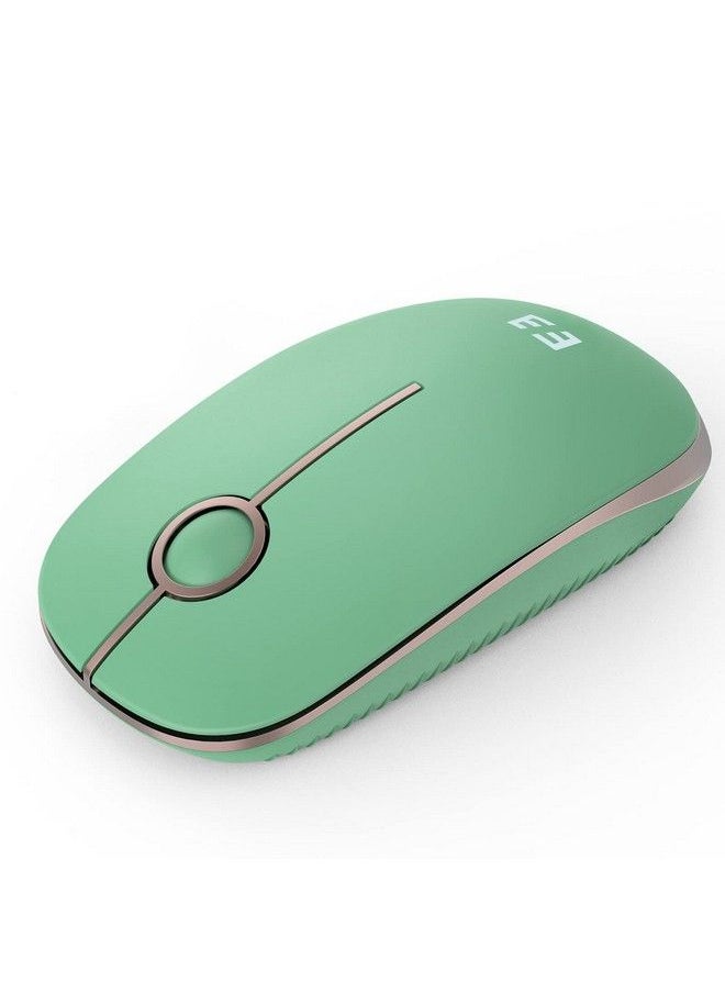 Seenda - Silent Wireless Mouse Cute Soft 2.4G Cordless Whisper Quiet Mice Slim & Light For Home Office Travel Portable Laptop Mouse With Usb Receiver For Pc Computer Desktop Notebook Green - Image 1