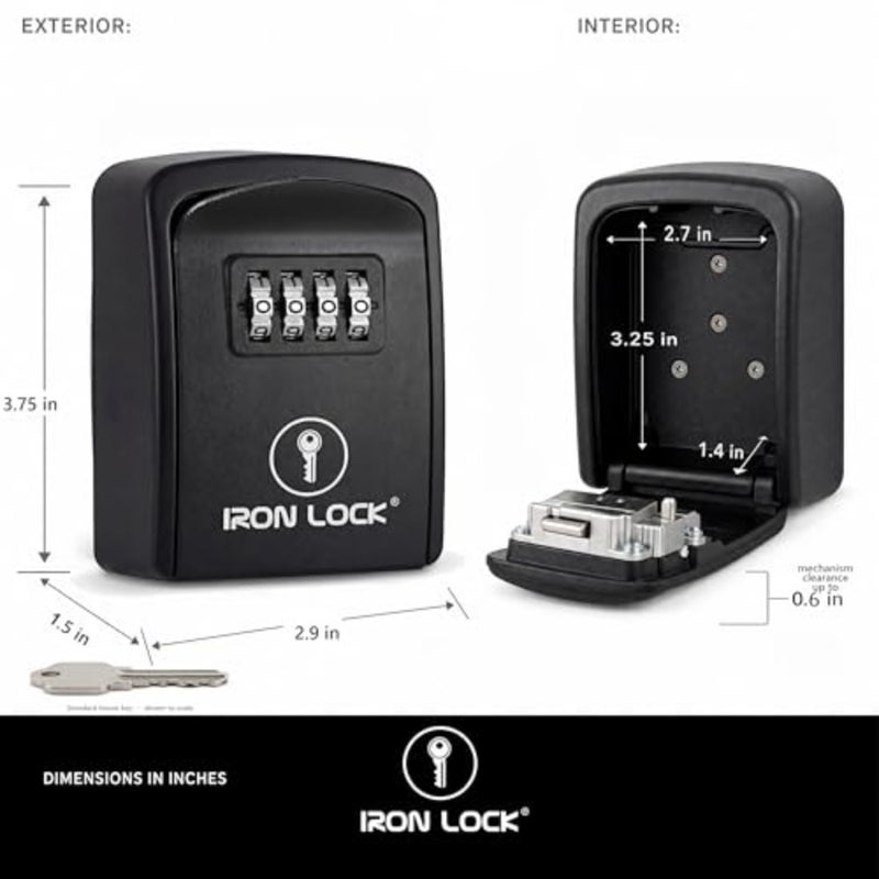 SR - Wall Mount Key Lock Box with 4-Digit Combination, Resettable Code, A B Switch, and 5-Key Capacity - Indoor/Outdoor Waterproof Lockbox for House Keys and Spare Keys Small, Black - Image 4