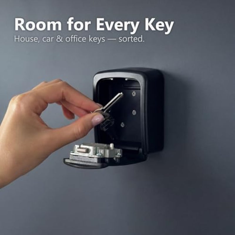 SR - Wall Mount Key Lock Box with 4-Digit Combination, Resettable Code, A B Switch, and 5-Key Capacity - Indoor/Outdoor Waterproof Lockbox for House Keys and Spare Keys Small, Black - Image 5