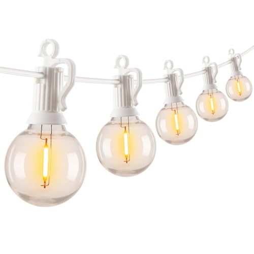 Brightown أضواء خيوط LED خارجية بطول 25 قدم من برايتاون مع لمبات إيديسون G40 غير قابلة للكسر، خيوط قابلة للتوصيل ومقاومة للعوامل الجوية، أضواء فناء من الدرجة التجارية للحديقة والفناء، بيضاء - Image 1