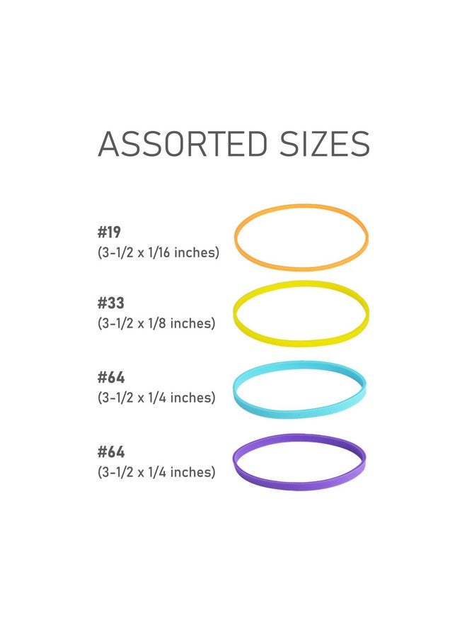 لوتفانسي أشرطة مطاطية، أشرطة مطاطية ملونة متنوعة الأحجام، 1/2 رطل، لوازم مكتبية، تتضمن #64 (3-1/2 × 1/4 بوصة)، و33 (3-1/2 × 1/8 بوصة)، و#19 (3-1/2 × 1/16 بوصة) - Image 2
