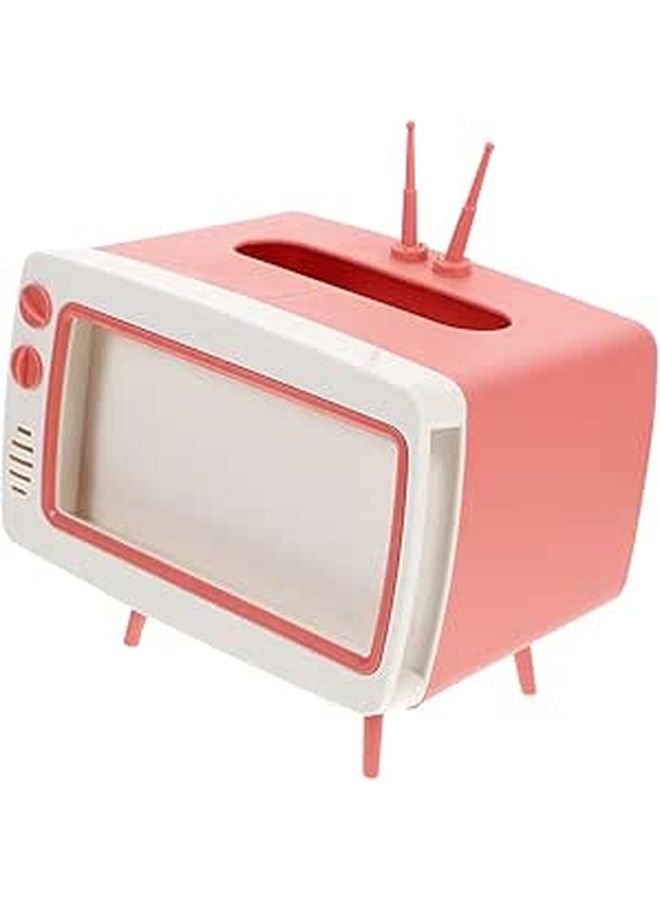 Pink Cherry Blossom Tissue Box Holder with Storage Multifunctional Desktop Dispenser for Home Office - Image 1