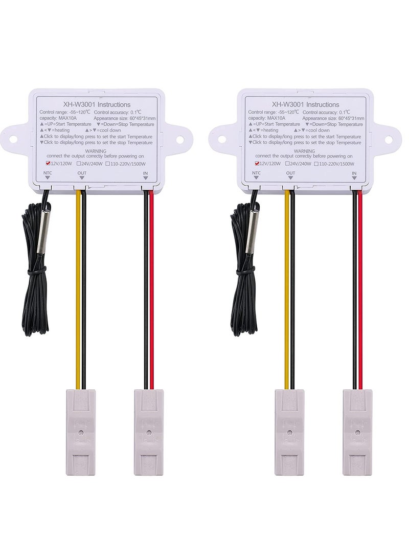 SYOSI 2 Pcs Digital LED Temperature Controller Module Digital Thermostat Switch with Waterproof Probe Programmable Heating Cooling Electronic Thermostat Range from -50℃ to 110℃ (DC12V 10A 120W) - Image 2