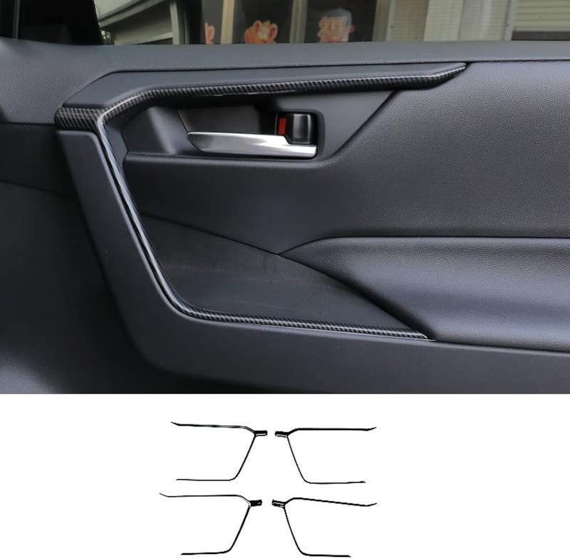 Eridanus Door Handle Upper Armrest Stripe Frame Cover Trim for RAV4 (2019-2023) - Black Carbon Fiber Style - 4 PCS - Image 1