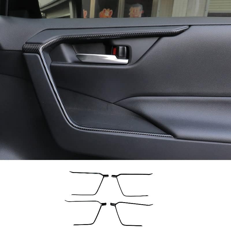 Eridanus Door Handle Upper Armrest Stripe Frame Cover Trim for RAV4 (2019-2023) - Black Carbon Fiber Style - 4 PCS - Image 2