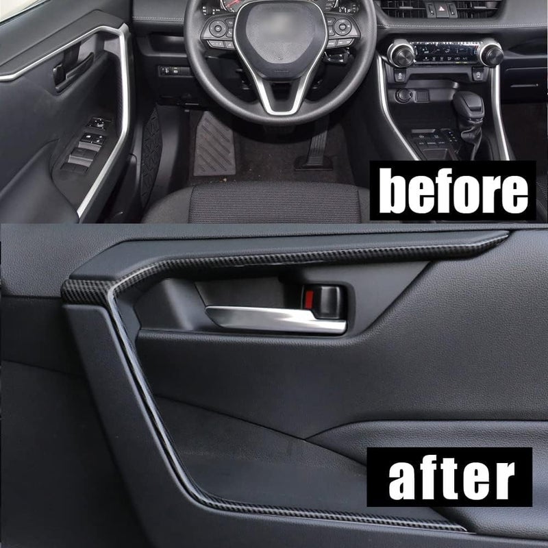 Eridanus Door Handle Upper Armrest Stripe Frame Cover Trim for RAV4 (2019-2023) - Black Carbon Fiber Style - 4 PCS - Image 3