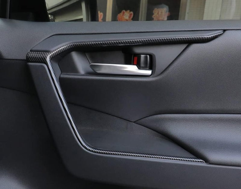 Eridanus Door Handle Upper Armrest Stripe Frame Cover Trim for RAV4 (2019-2023) - Black Carbon Fiber Style - 4 PCS - Image 4