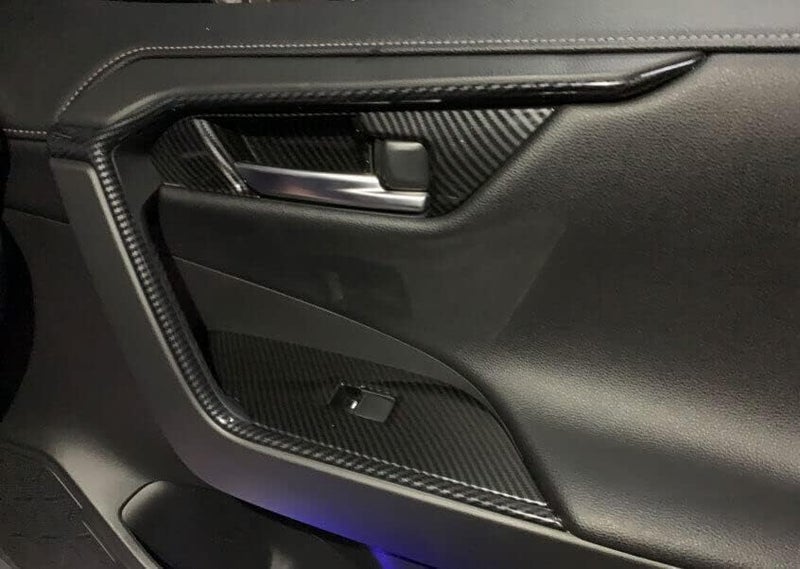 Eridanus Door Handle Upper Armrest Stripe Frame Cover Trim for RAV4 (2019-2023) - Black Carbon Fiber Style - 4 PCS - Image 5