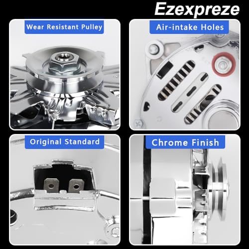 E EZEXPREZE New Chrome 1 Wire Self Exciting Alternator High Output 120Amp Replacement for GM 305 350 BBC SBC 10SI for Chevy for Buick Street Rod Hot Rod - Image 4