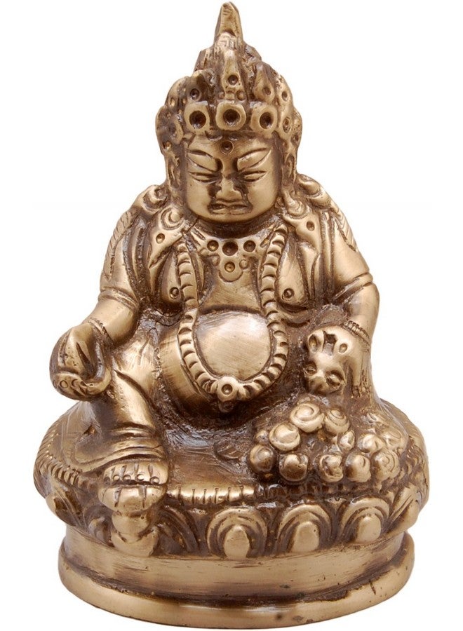 Two Moustaches Brass Kuber Maharaj Idol, Handcrafted Brass Dhan Kuber Murti - Image 1