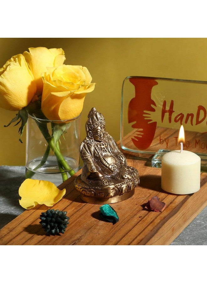 Two Moustaches Brass Kuber Maharaj Idol, Handcrafted Brass Dhan Kuber Murti - Image 3