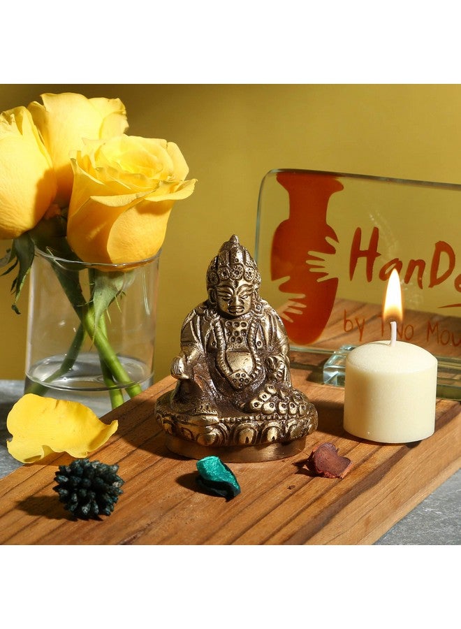 Two Moustaches Brass Kuber Maharaj Idol, Handcrafted Brass Dhan Kuber Murti - Image 4