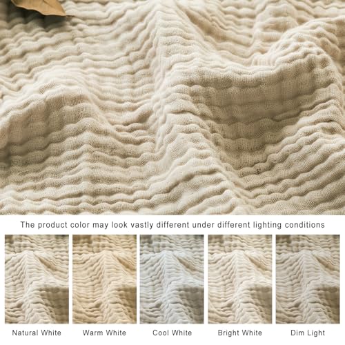 EMME Cotton Throw Blanket for Couch Soft Muslin Blankets 50"x60" Lightweight Breathable Blanket All Season Gauze Blanket, Light Tan - Image 5