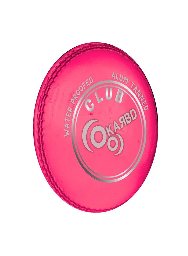 KARBD Cricket Ball Leather 4 Piece Professional Hand Stitching Seam Waterproof Coating Hard Season Ball for Practice and Tournament Club Matches (50+ Overs, Club Pink) - Image 1