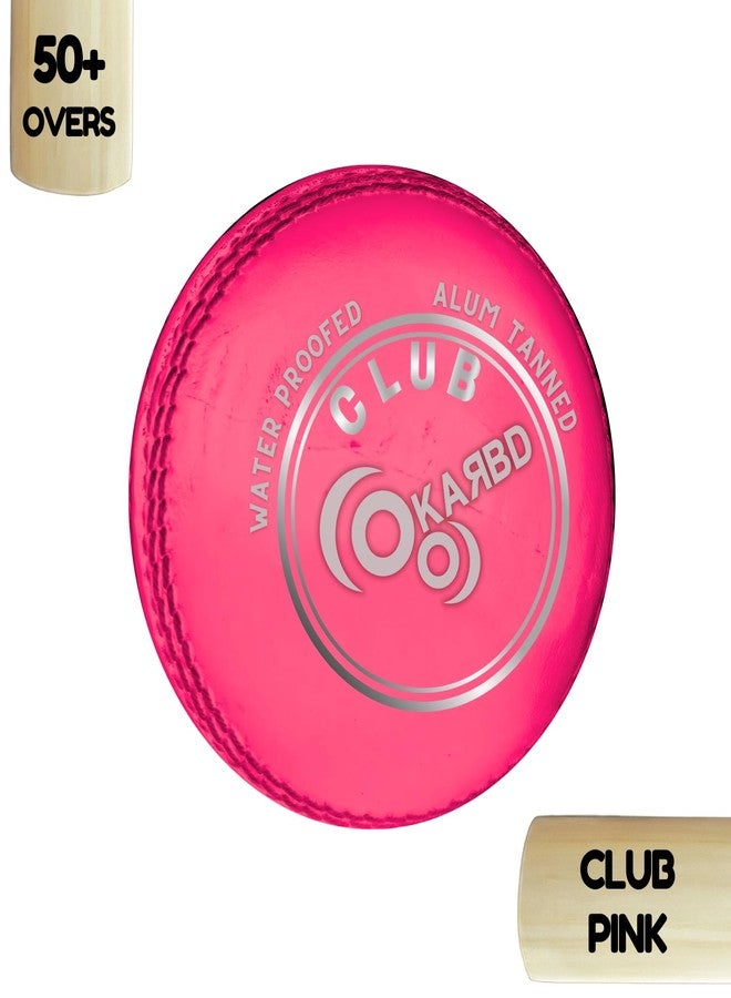 KARBD Cricket Ball Leather 4 Piece Professional Hand Stitching Seam Waterproof Coating Hard Season Ball for Practice and Tournament Club Matches (50+ Overs, Club Pink) - Image 2