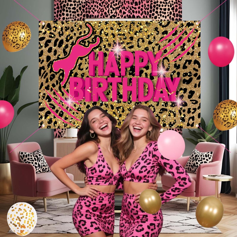jenmir Pink Leopard Print Birthday Party Decorations Set for Women â€“ Balloons Arch Garland Suitable for Girls - Image 4