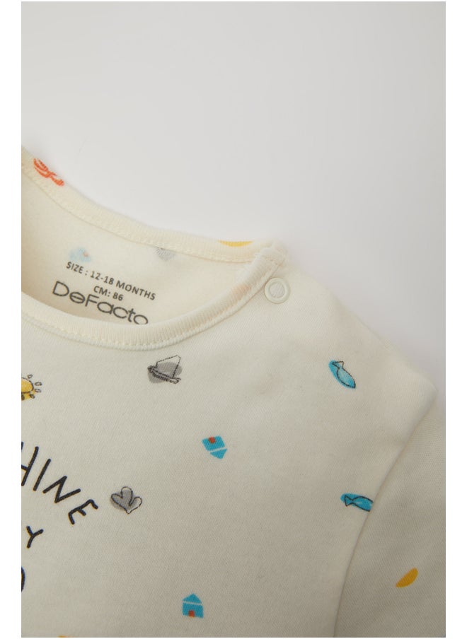 DeFacto Babyboy New Born Regular Fit Baby Neck Knitted Short Sleeve Snap Body  - Image 4
