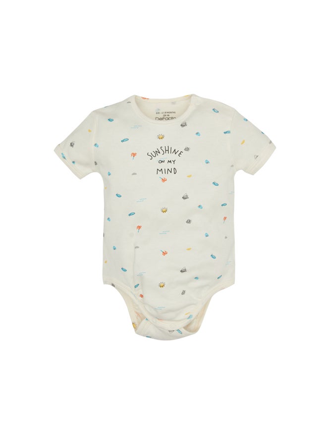 DeFacto Babyboy New Born Regular Fit Baby Neck Knitted Short Sleeve Snap Body  - Image 2