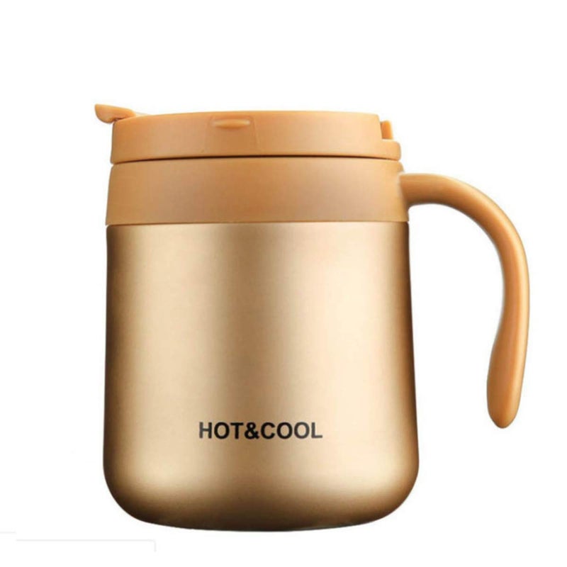 Leeonz® 350ML Coffee Mug with Handle, Vacuum Insulated Camping Mug with Lid, Double Wall Stainless Steel Travel Tumbler Cup, Coffee Thermos Outdoor (Gold) - Image 4