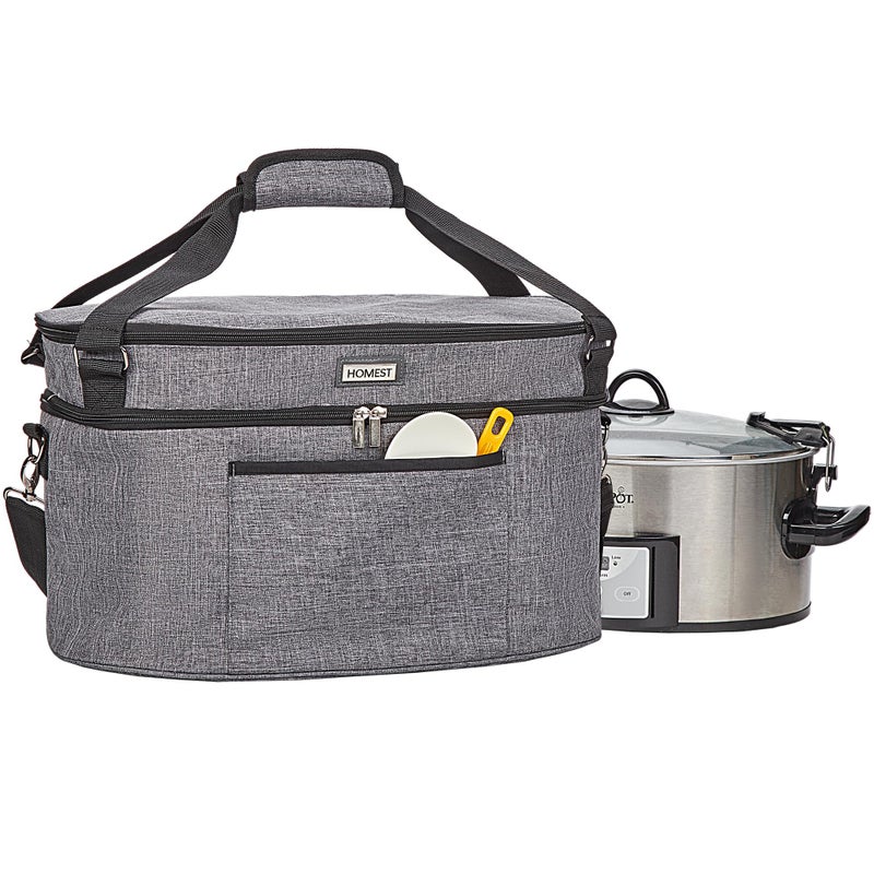 HOMEST HOMEST Slow Cooker Bag for CrockPot 68 Quart Insulated Travel Carrier with Easy to Clean Lining Carry Case with Top Zip Compartment and Accessory Pocket 