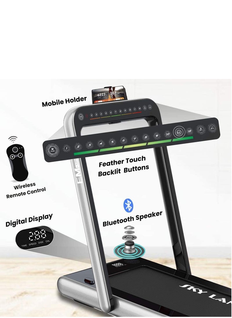 Sky Land 2-in-1 Walking Pad Treadmill | 2.25 HP Quiet Motor, Bluetooth Speaker, LED Display & Compact Foldable Running machine for Home & Office – EM-1282-G  - Image 5