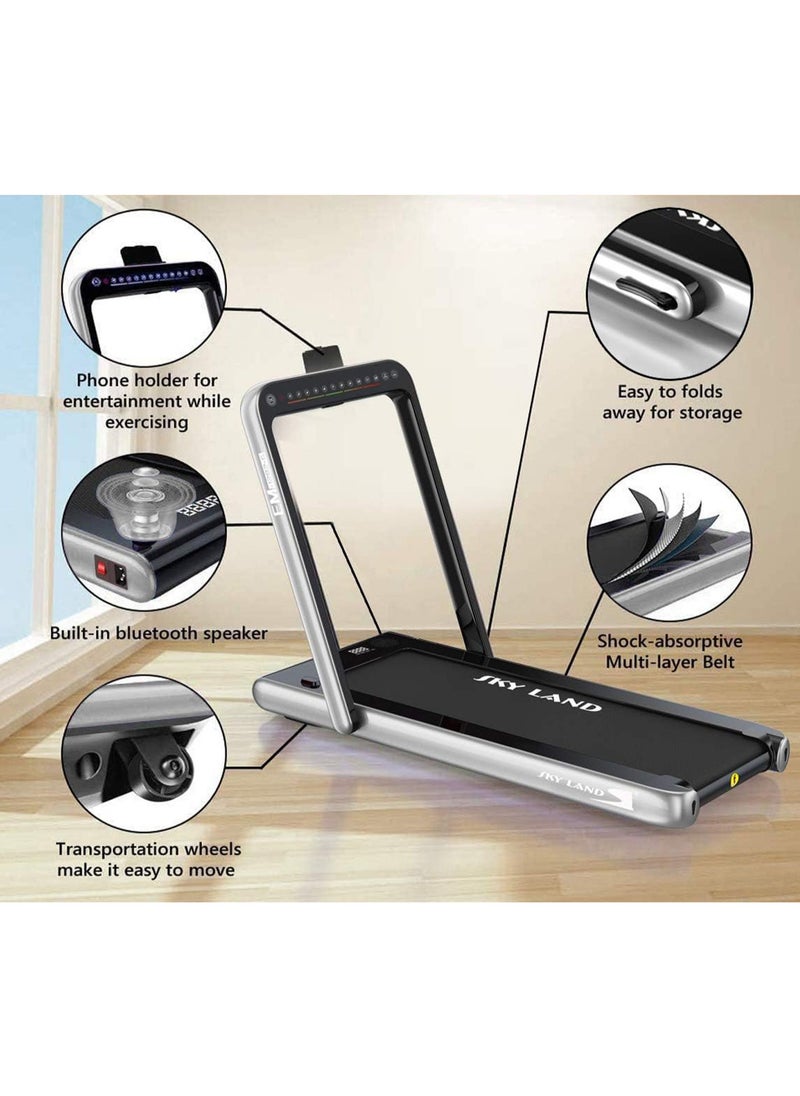 2-in-1 Walking Pad Treadmill | 2.25 HP Quiet Motor, Bluetooth Speaker, LED Display & Compact Foldable Running machine for Home & Office – EM-1282-G