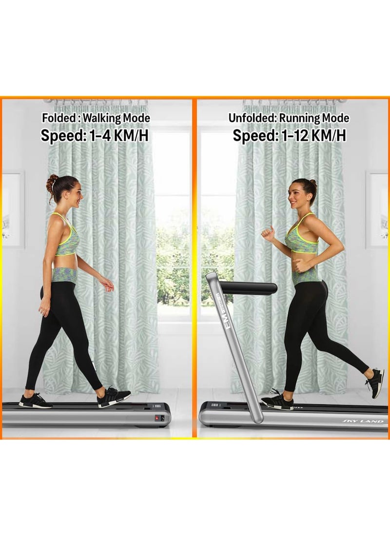 2-in-1 Walking Pad Treadmill | 2.25 HP Quiet Motor, Bluetooth Speaker, LED Display & Compact Foldable Running machine for Home & Office – EM-1282-G