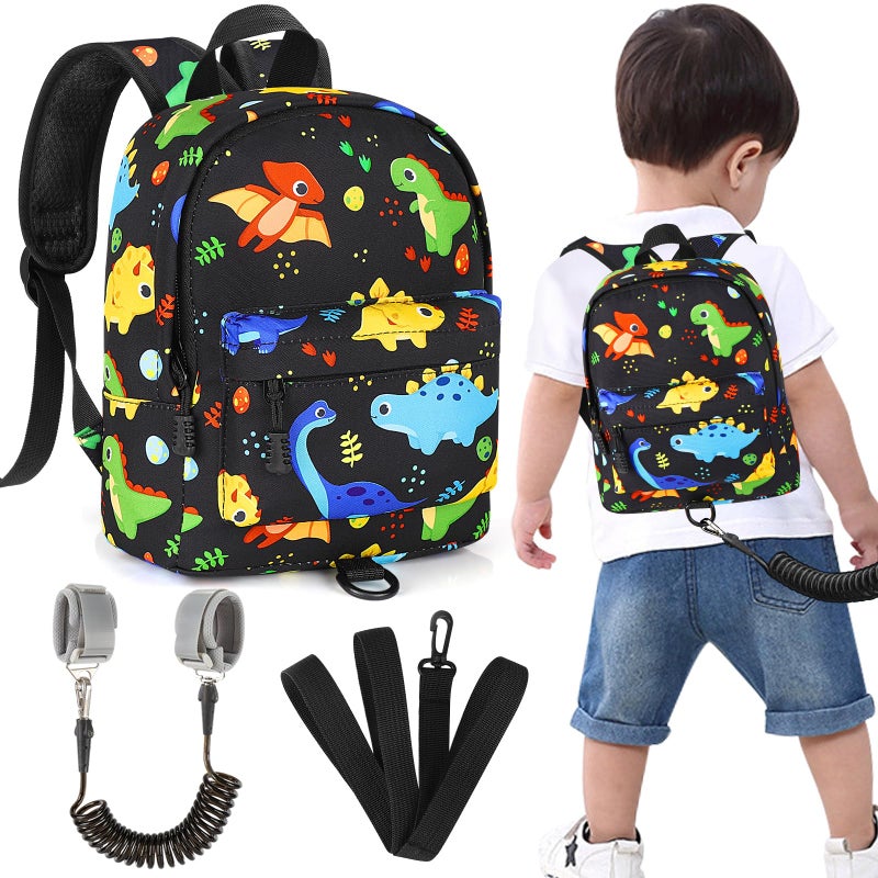Accmor Toddler Backpack Leash, Kids Backpack with Anti Lost Wrist Link, Mini Child Backpack Leash Baby Harness for Outdoor Walking, Cute Dinosaur Backpack Tether for Boys Girls Age 1-3 Years Old - Image 1