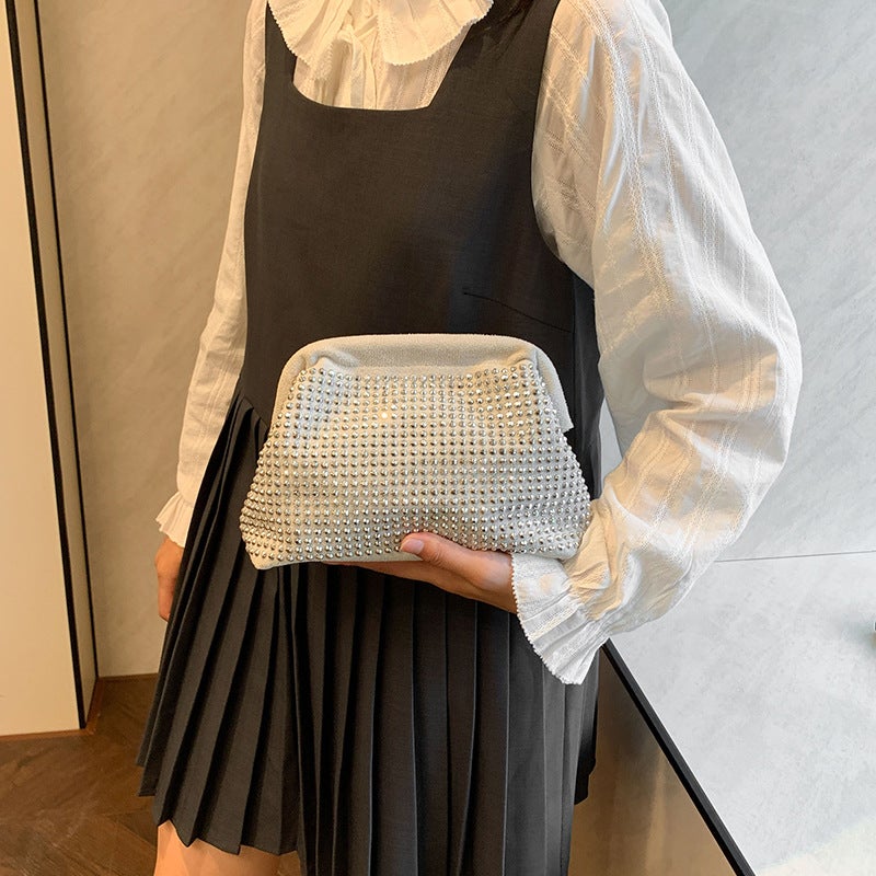 New Fashion Full Diamond Clip Women'S Bag French Shiny Brick Clutch Bag Banquet Cloud Bag High-End Shoulder Bag - Image 2