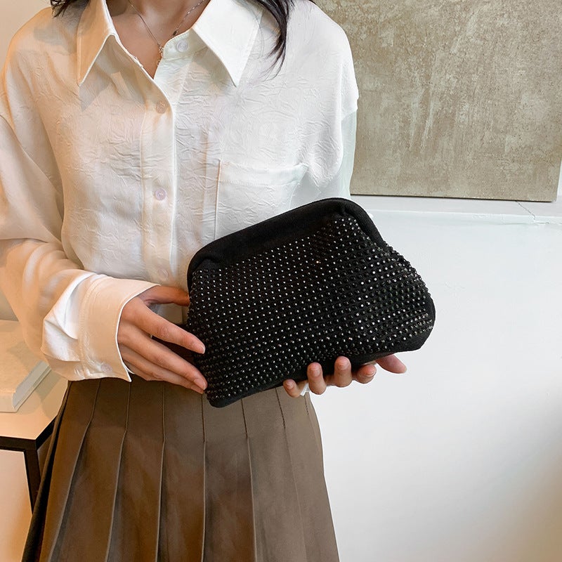 New Fashion Full Diamond Clip Women'S Bag French Shiny Brick Clutch Bag Banquet Cloud Bag High-End Shoulder Bag - Image 3