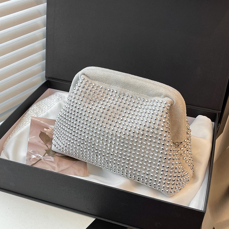 New Fashion Full Diamond Clip Women'S Bag French Shiny Brick Clutch Bag Banquet Cloud Bag High-End Shoulder Bag - Image 1
