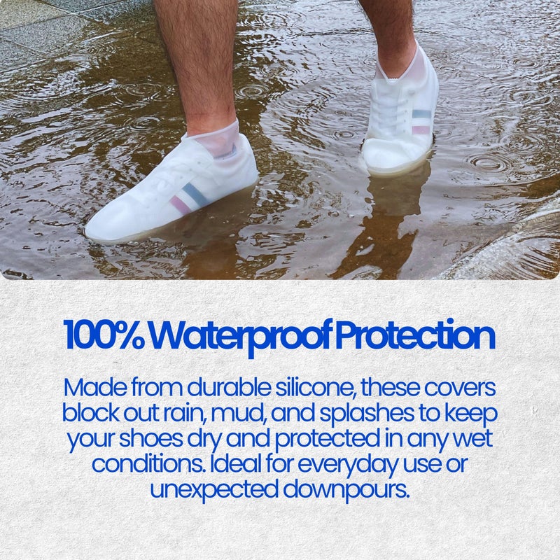FOOTINSOLE.COM Waterproof Silicone Rubber Shoe Covers for Rain, Non-Slip Easy-handy Water Resistant Overshoes Outdoor Cycling Hiking Protectors Apply to Men, Women, Kids (Large, BLACK) - Image 2