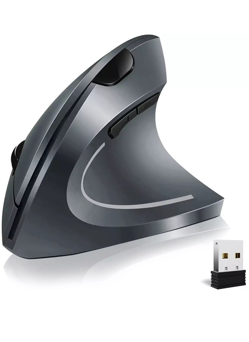 مكبيوهي - ماوس Vertical Wireless Rechargeable Mouse، مستشعر بصري 2400 نقطة في البوصة، نقرات صامتة (رمادي) - Image 1