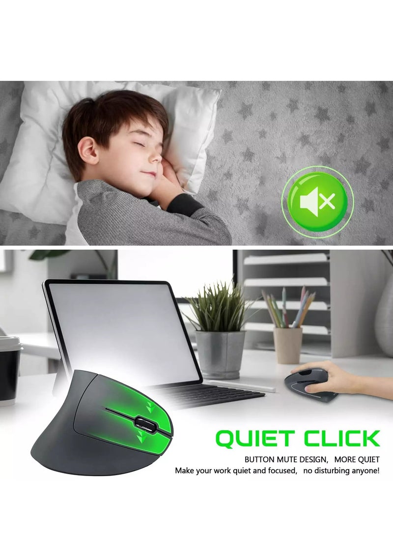 مكبيوهي - ماوس Vertical Wireless Rechargeable Mouse، مستشعر بصري 2400 نقطة في البوصة، نقرات صامتة (رمادي) - Image 1