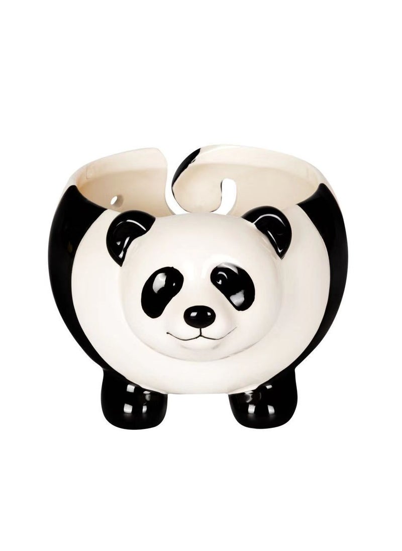 General Perforated wool bowl, can hold knitting needles, cartoon panda shape wool bowl holder, knitted wool storage basket, suitable for craft crochet kit storage box  - Image 1