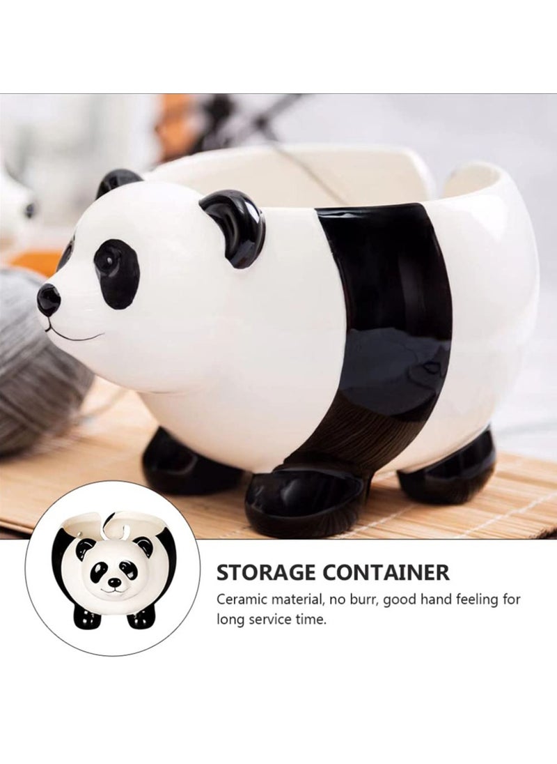 General Perforated wool bowl, can hold knitting needles, cartoon panda shape wool bowl holder, knitted wool storage basket, suitable for craft crochet kit storage box  - Image 4