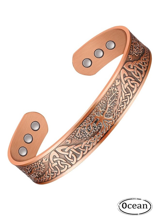 Ocean Pure Copper Magnetic Bracelet, Adjustable Fashion Copper Bracelet, Copper Magnetic Bracelet, Multifunctional Bracelet, Vintage Bracelet with Exquisite Patterns, Unisex Copper Jewelry for Gift  - Image 1
