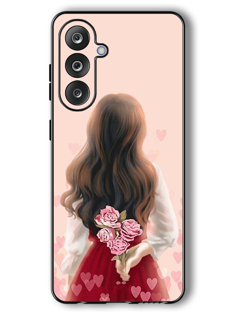 Theodor Case Compatible with Samsung Galaxy F36/ M36 6.7 Inch Protection Shockproof Bumper Cover Girl Hiding Flowers - Image 1