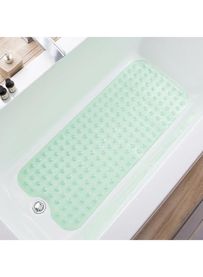 Non-slip bath mat with suction cups, safe, transparent, waterproof bath mat, made of soft PVC material, floor protector, anti-slip design for bathtub, 100 x 40 cm, for healthy home use (green) - Image 3