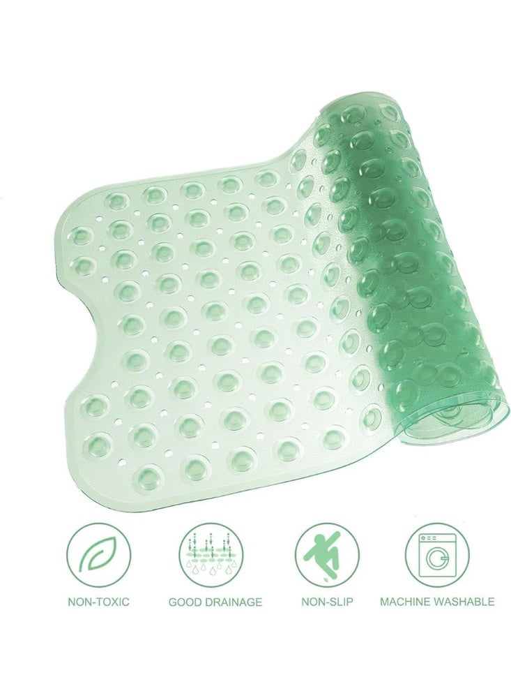 Non-slip bath mat with suction cups, safe, transparent, waterproof bath mat, made of soft PVC material, floor protector, anti-slip design for bathtub, 100 x 40 cm, for healthy home use (green) - Image 5