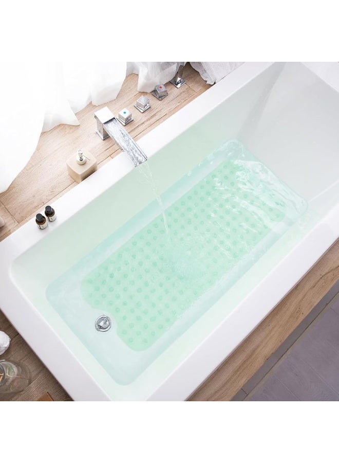 Non-slip bath mat with suction cups, safe, transparent, waterproof bath mat, made of soft PVC material, floor protector, anti-slip design for bathtub, 100 x 40 cm, for healthy home use (green) - Image 2