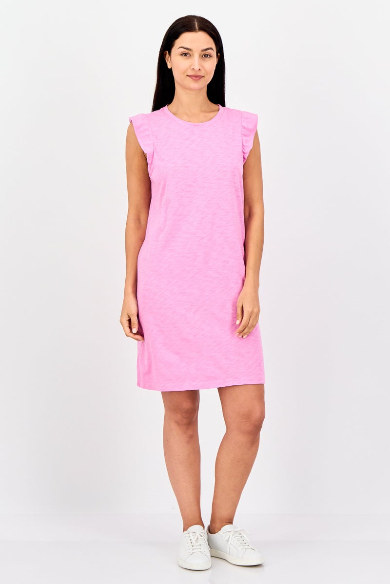 GAP Women Round Neck Sleeveless Plain Mini Dress, Pink - Image 4