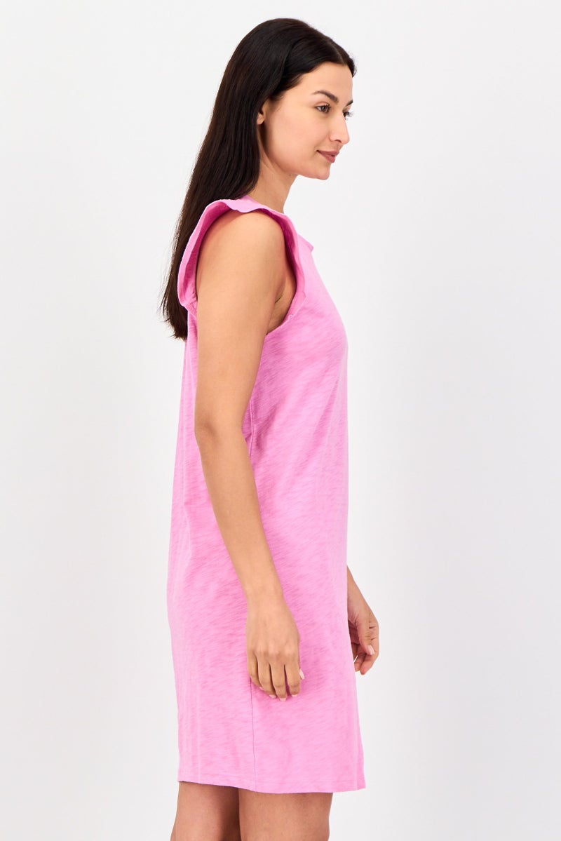 GAP Women Round Neck Sleeveless Plain Mini Dress, Pink - Image 2