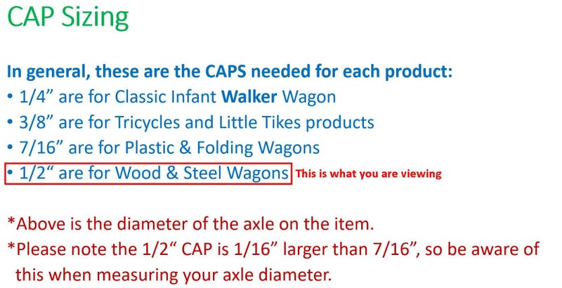 Quadrapoint Hub Cap Replacement Compatible with Popular Red Wagon Brand, Steel & Wood Wagons 1/2" New Black (NOT for Plastic or Folding or Little Wagons Model W5, Please Read Product Description) - Image 2