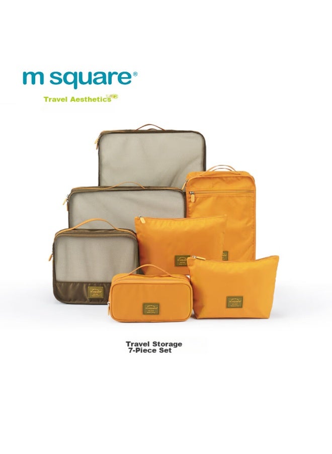 M Square M Square Travel Clothes Storage Bag 7-piece Set, Clothes Storage Pouch, Shoe Bag, Shoe Organizer, Digital Bag, Ancient Roman Rock Yellow  - Image 2